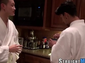 Gay Asian twink gets cum on his face in gay sex video