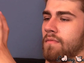 Andrew the gay jock enjoys solo pleasure while playing with his phone.