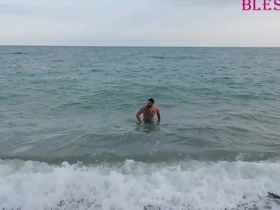 Javi is a magician and he works his magic on his cock on the beach.