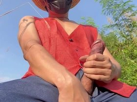 Big dick Luffy outdoor gay jerk off