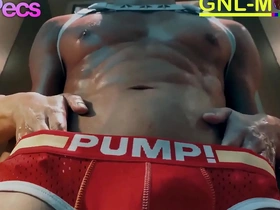 Muscular Asian man receives nipple teasing and worship from a horny man.