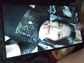 Asian woman gives blowjob with cum tribute
