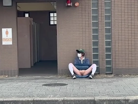 Mayu-chan Femboy liked to show off her pantyhose and skirt in the park’s toilet parking lot but she couldn’t stop and had to remove her pants and rub her wet pussy.
