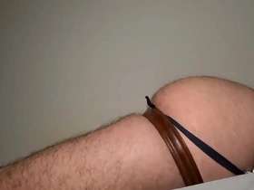 Big white ass gay boy masturbates in doggy style.