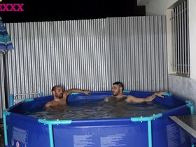 Straight men Magic Javi and Jesus Sanchezx having a hot bath together