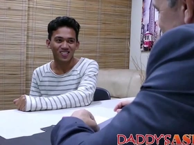 Young Oriental twink loves to play with his older boyfriend’s ass