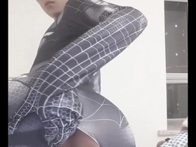 A sexy gay teen has a hard cock like Spider-Mans.