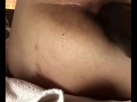 Solo Asian boy tries out anal toy