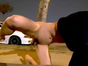 Solo boys big cock cums hard after drinking pee