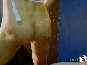 Steamy dance routine with an extra hot guy in a skin-tight bodysuit.