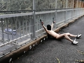 Takehitos daring exhibition of masculinity on a pedestrian bridge