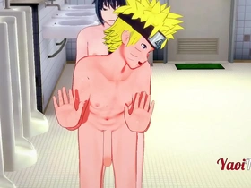 Naruto and Sasuke’s bareback anal creampie in a Yaoi school restroom.