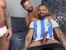 Big and fat gay man gets anal sex with a big cock