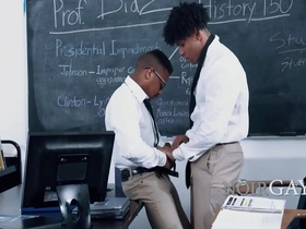 Black nerds try out gay sex and anal without condoms.