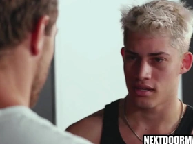 Muscular men having sex in the gym