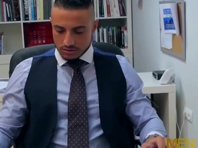 Gay boss James Castle gets dominated by Klein Kerr in a hot anal scene at work.