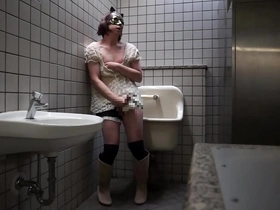 Ayumi’s public toilet solo play in Japanese toilet themed video