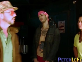 Muscular Asian man gets fucked deeply while giving blow job to his partner.
