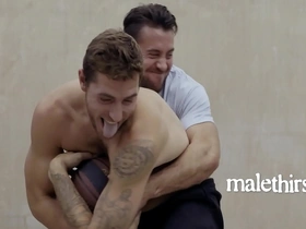 Young and straight closeted guy tries out gay sex for the first time.