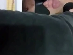 Asian slave serves his master by licking his feet