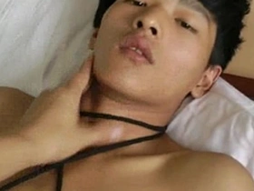 Gay BDSM scene with Asian teens and bigcock boys giving handjobs while they are tied up.