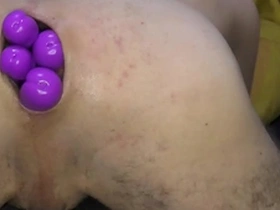 Intense amateur anal session with double dildo and quadruple penetration