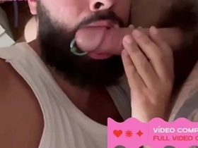 Amateur gay blowjob with a twist: piercing and body modification