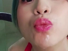 Young Chinese amateur deep throat expert, fetish film.