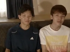 Young Japanese twink's intense solo and blowjob performance