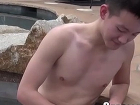 Small cock Asian twink masturbates and ejaculates.
