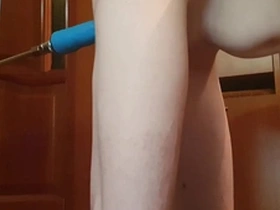 Femboy beauty enjoys solo play with sex machine