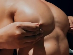 Steamy Asian muscle worship with nipple pinching and teasing.